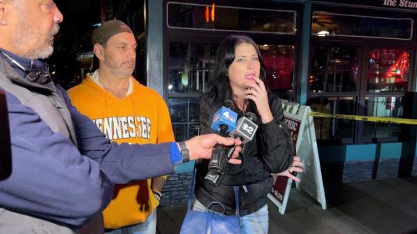 Thompson being interviewed a<em></em>bout the shooting