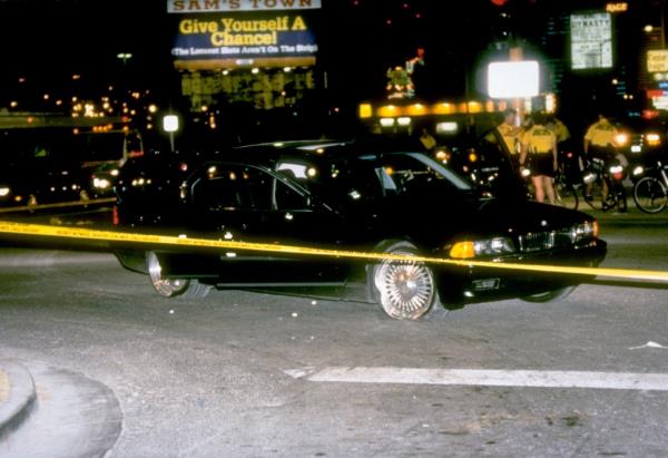 The car in which rapper Tupac Shakur was fatally shot by unknown an unknown gunman in 1996.