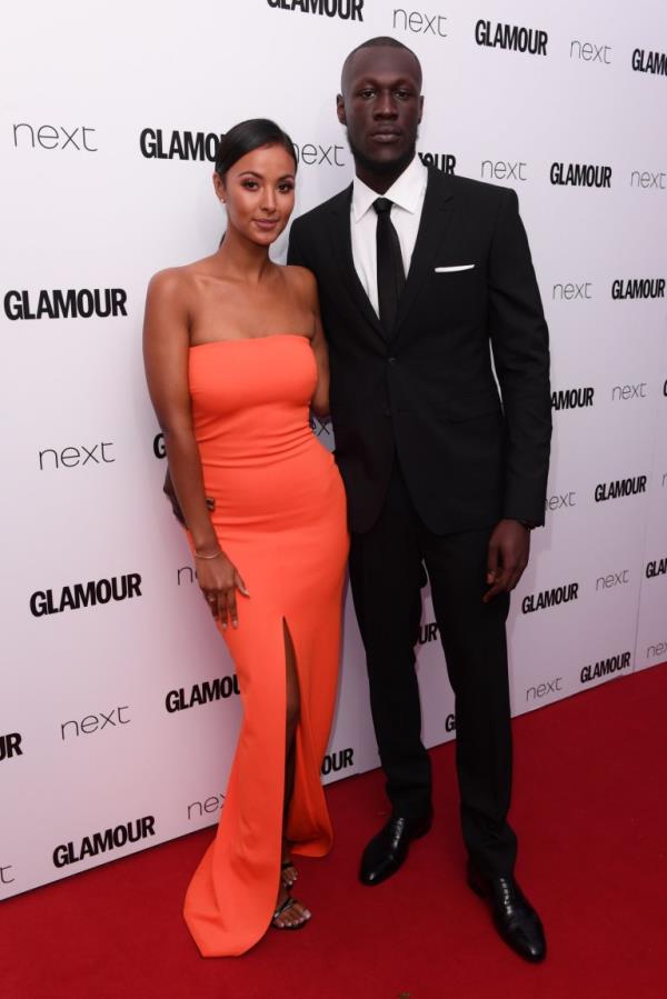 Maya Jama and Stormzy on the red carpet at a Glamour even.t