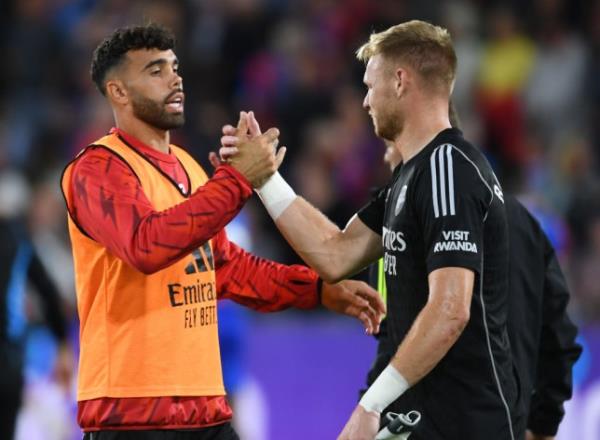 Arsenal goalkeepers David Raya and Aaron Ramsdale