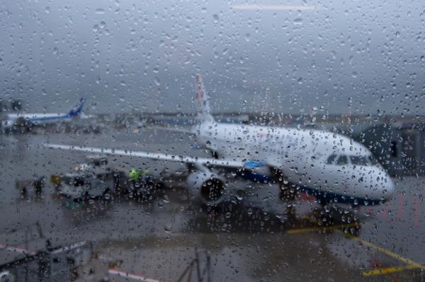 Rainy airplane