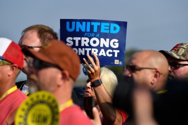 UAW workers at a rally last month.