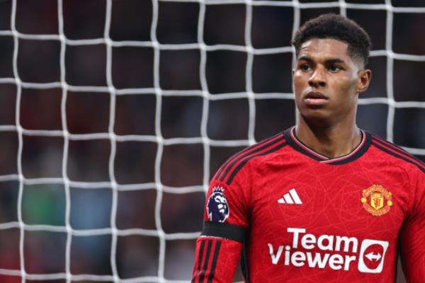 Marcus Rashford of Manchester United during the Premier League match between Manchester United and Manchester City at Old Trafford on October 29, 2023.