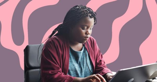woman at work on laptop