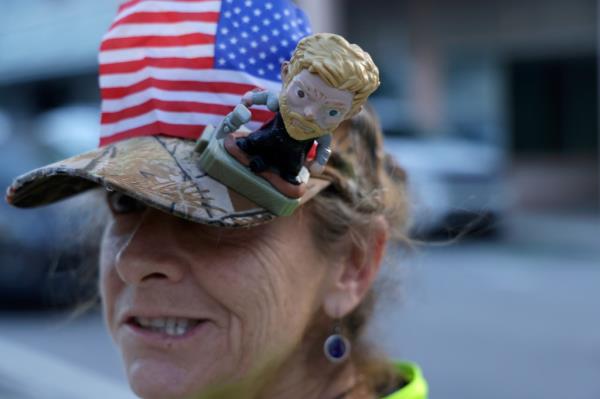 A Trump supporter outside court