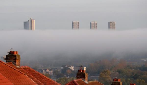 Dated: 23/10/2023 FOG ON THE TYNE A blanket of fog hangs over Newcastle city centre this morning ( Monday) with the city centre tower blocks rising above. See weather round up