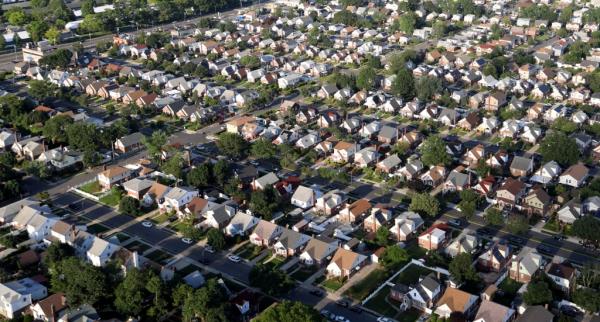 Aerial view of a suburb.