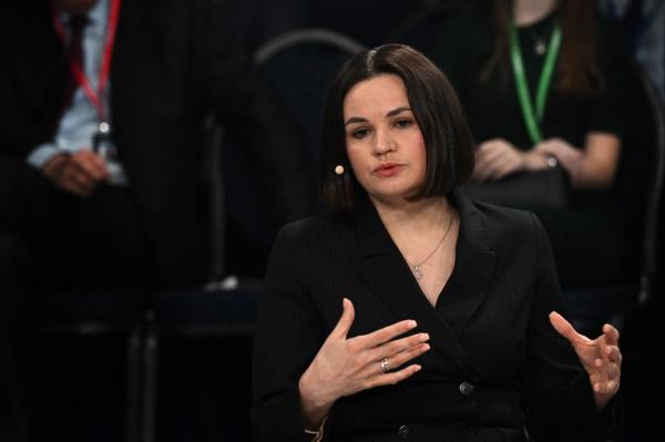 Belarusian opposition leader Svetlana Tikhanovskaya attends the Globsec regio<em></em>nal security forum in Bratislava, Slovakia on May 30, 2023. 