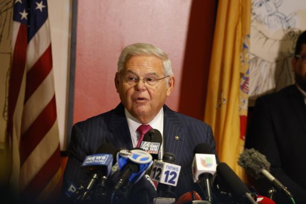 Sen. Bob Menendez at a press conference.