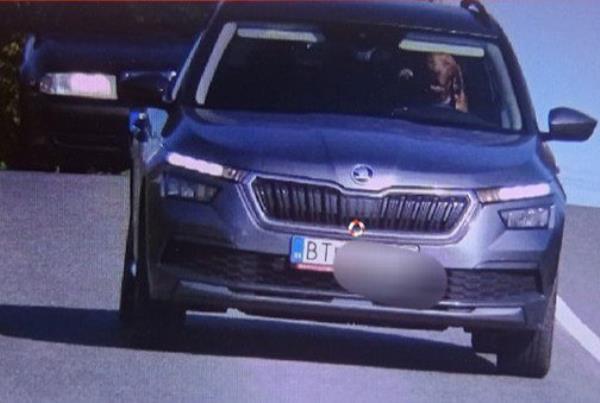 The picture was snapped at the perfect moment, appearing as if o<em></em>nly the dog was in the car (Picture: Policia Slovenskej Republiky / Facebook)