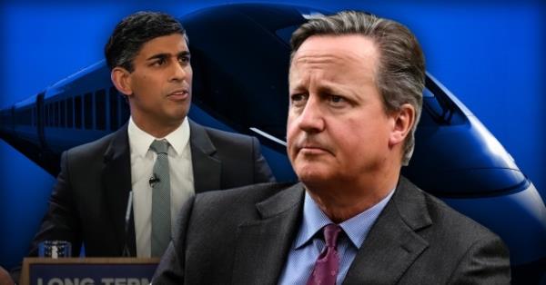 Caption: David Cameron attacks Sunak over scrapping HS2Pictures: PA / Getty