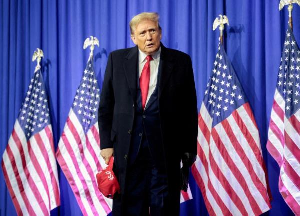 Former U.S. President Do<em></em>nald Trump attends a campaign event in Waterford Township, Michigan, U.S., February 17, 2024. 
