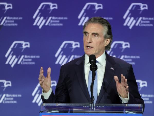 Republican presidential candidate North Dakota Gov. Doug Burgum speaks during the Republican Jewish Coalition's Annual Leadership Summit at The Venetian Resort Las Vegas on October 28, 2023 in Las Vegas, Nevada.