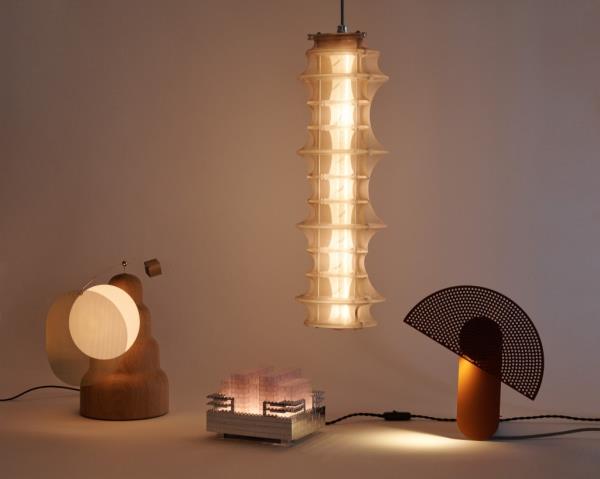 A group of lamps on a table for the NYC x DESIGN 2024 Lamp Show event
