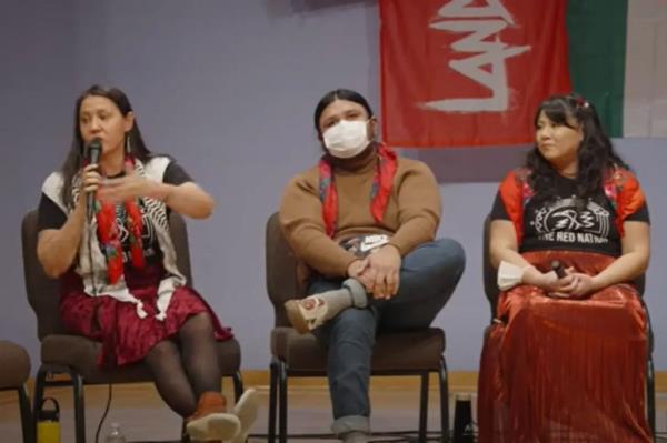 University of Minnesota liberal arts professor Melanie Yazzie speaks at the Red Nation 