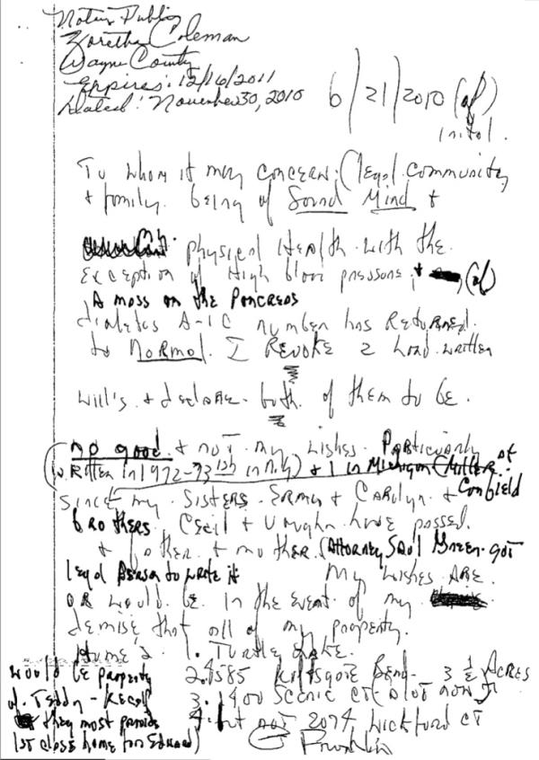 2010 handwritten will