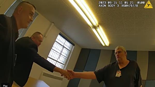 Jesperson seen during his police interview in Oregon prison