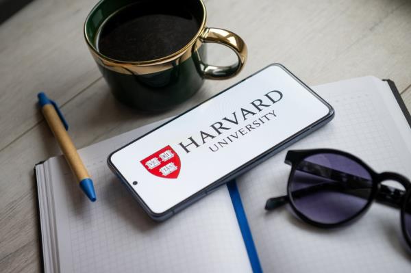 Harvard University logo on phone 