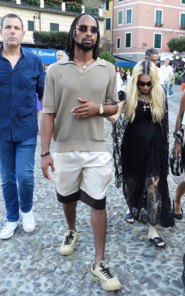 Mado<em></em>nna and boyfriend Akeem Morris seen in Portofino, Italy on Tuesday.