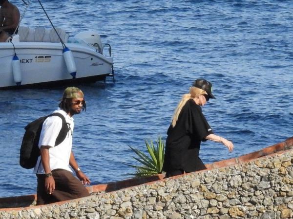 Mado<em></em>nna and Akeem Morris in Italy on Tuesday August, 13.