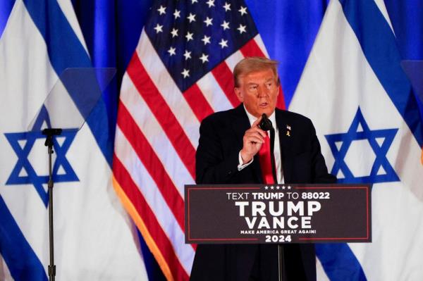 Trump with Israeli and American flags