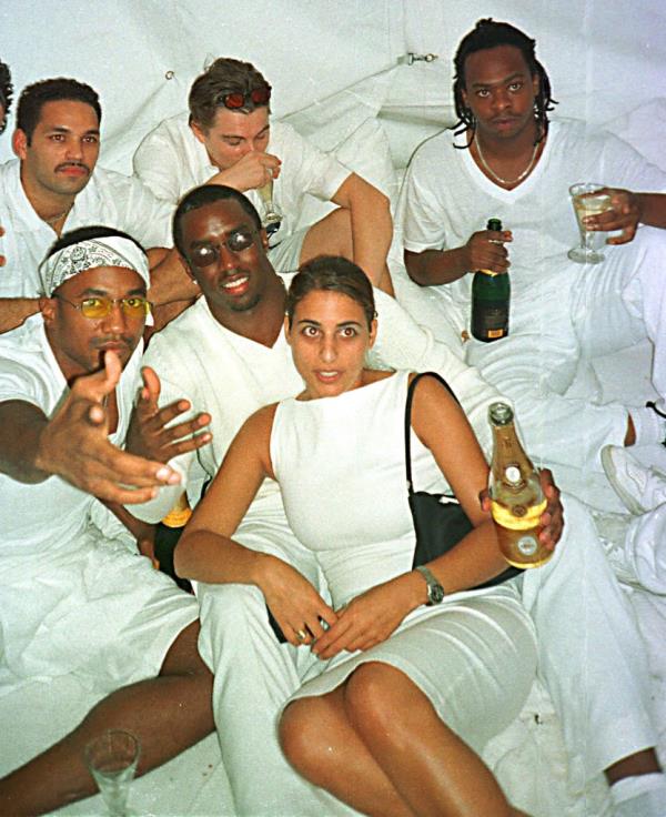 Diddy with Leo<em></em>nardo DiCaprio and friends.