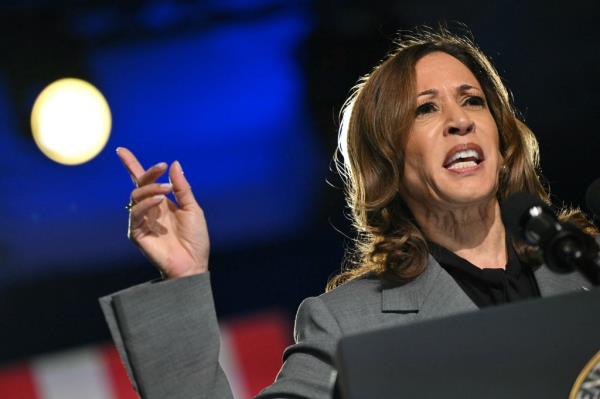 Vice President Kamala Harris speaks a<em></em>bout reproductive rights at a campaign event at the Cobb Energy Center in Atlanta, Georgia, on September 20, 2024. 