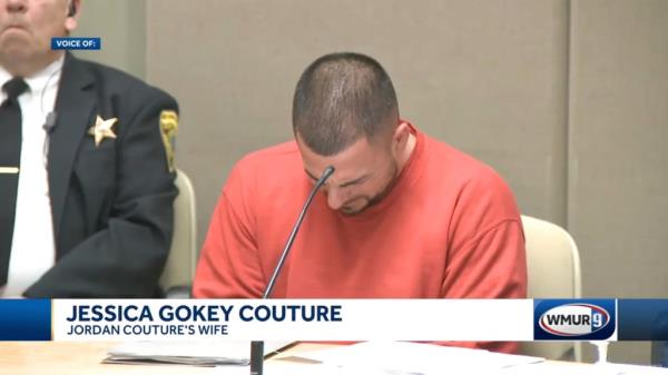 Jordan Couture sobbing while pleading guilty in court.