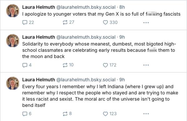 Her resignation comes after she fired off a series of social media posts on election night bashing people who voted for President-elect Do<em></em>nald Trump over Democratic candidate Vice President Kamala Harris.