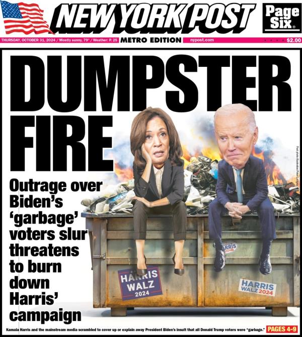 The Post's front cover story on Biden's remark.