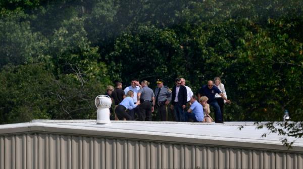 Members of the Task Force on the Attempted Assassination of Do<em></em>nald J. Trump, tour the shooting site at the Butler Farm Show Grounds on August 26, 2024 in Butler, Pennsylvania. 