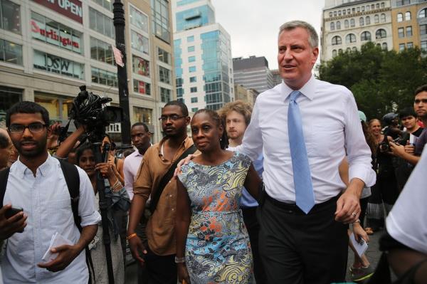 Bill de Blasio and Chirlane McCray