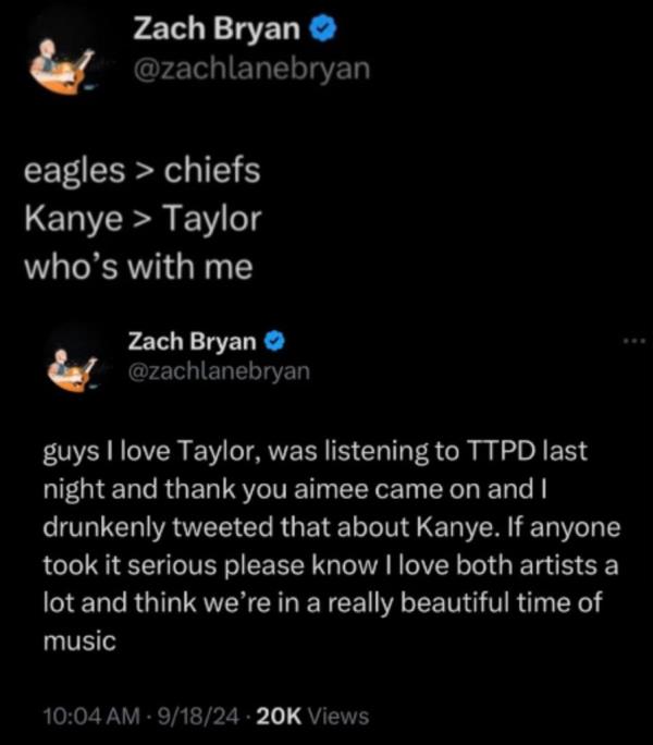Zach Bryan's tweet