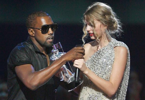 Kanye West interrupting Taylor Swift. 