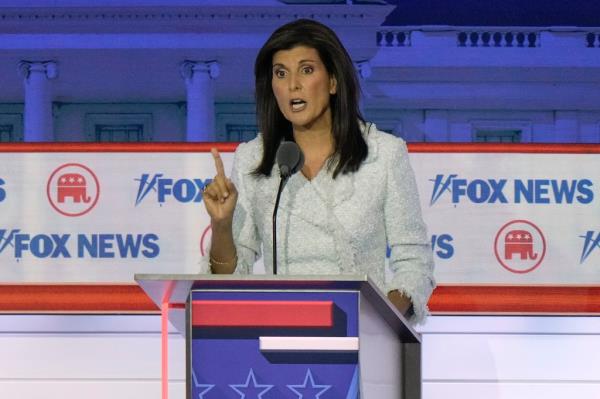 Former U.N. Ambassador Nikki Haley speaks during a Republican presidential primary debate hosted by FOX News Channel, Wednesday, Aug. 23