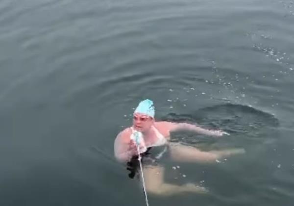 Amy Gubser in the ocean