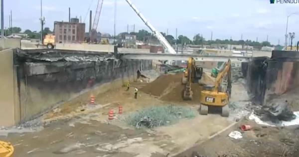 The stretch of the East Coast’s main north-south highway collapsed early last Sunday after a tractor-trailer hauling gasoline flipped over on an off-ramp and caught fire.