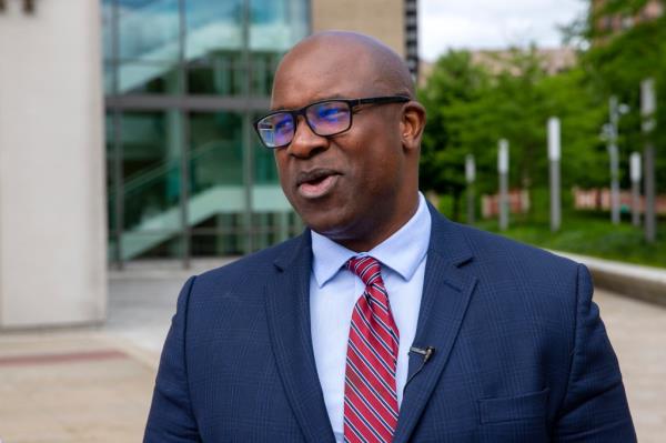 Rep. Jamaal Bowman, D-N.Y., at a campaign stop in White Plains, New York, on June 11, 2024.