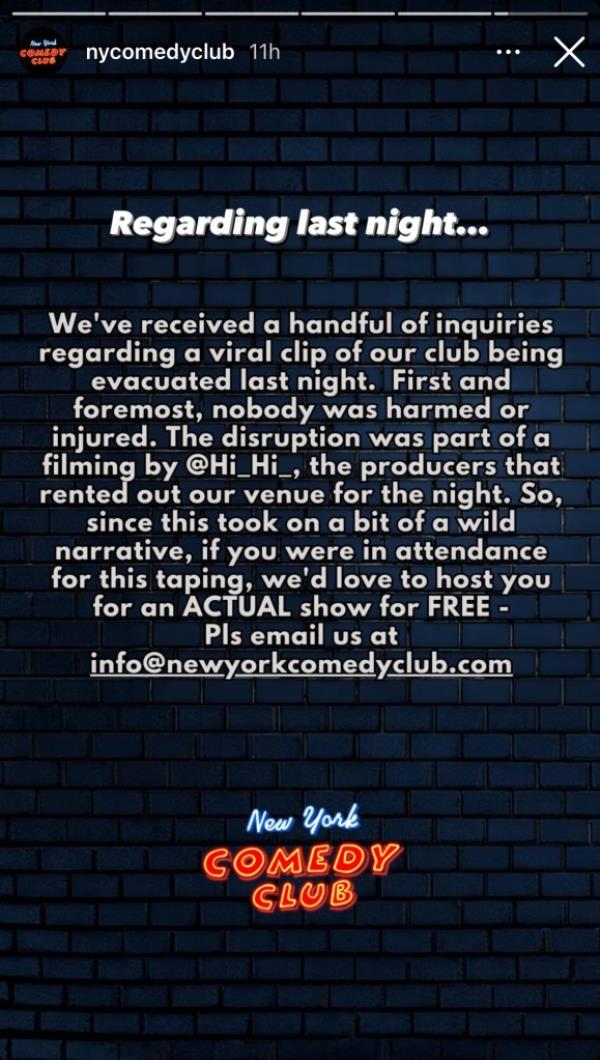 The club assured fan that no one was harmed during the o<em></em>nstage antics and after, and offered a free show to those in attendance.
