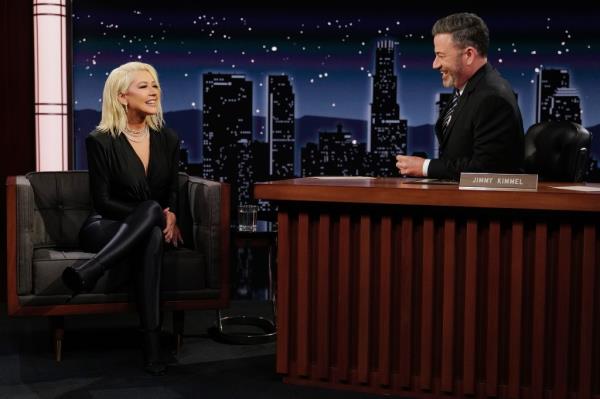 Christina Aguilera told Jimmy Kimmel on Wednesday that she hoped she would not be appearing in Britney Spears' upcoming novel 