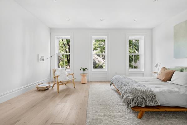 Interior of one of the home's bedrooms.