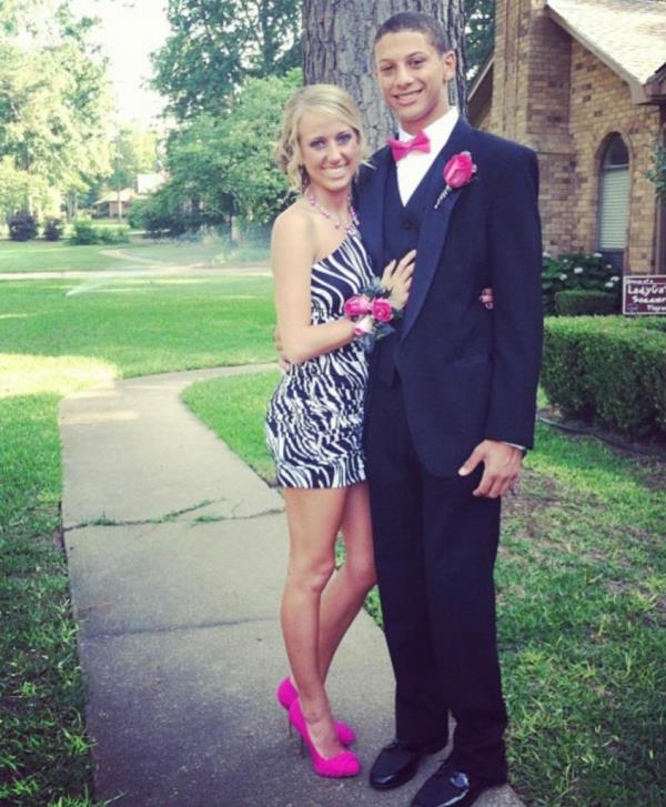 Patrick Mahomes and Brittany Mahomes before a formal dance in high school. 