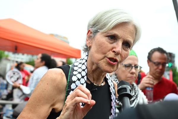 ill Stein, 2024 Green Party presidential candidate, at a protest during a joint meeting of Co<em></em>ngress with Israeli Prime Minister Benjamin Netanyahu in Washington, DC, US, on Wednesday, July 24, 2024. 