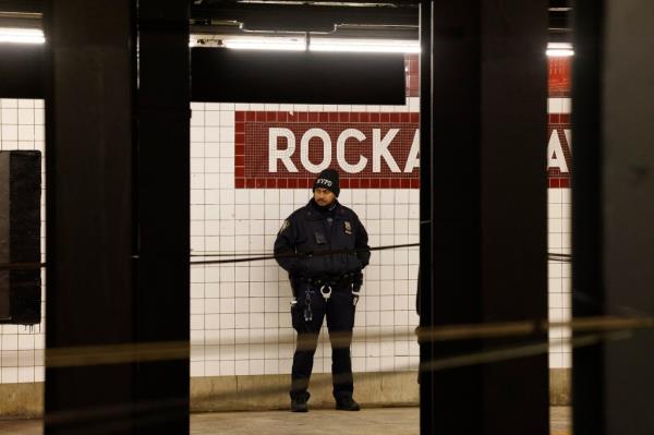 NYPD at the scene of a stabbing, possibly the co<em></em>nductor unco<em></em>nfirmed who was stabbed at subway stop at Rockaway Ave and Fulton Street.(nypostinhouse) (Kevin C. Downs for The New York Post) .
