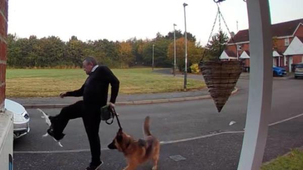 GRABS: Doorbell captures moment man walking dog fatally kicks a cat