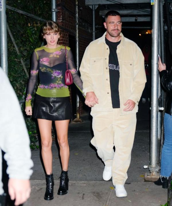 Taylor Swift and Travis Kelce in NYC on October 15, 2023. 