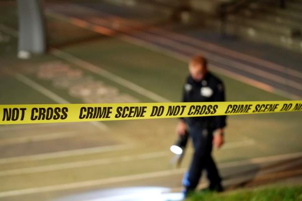 A general view of crime scene do not cross tape as seen at a crime scene in New York, NY on May 12, 2023. 