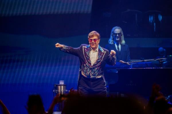 Elton John is pictured at his farewell tour. 