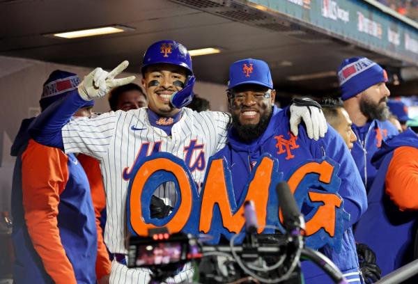 Mark Vientos and Luis Severino celebrate with the 