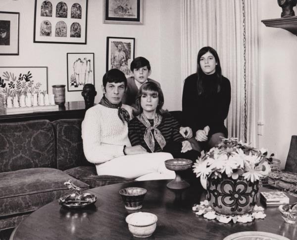 Leo<em></em>nard Nimoy (left) is pictured with his children, Adam and Julie, and his first wife Sandi in an undated family photo. 
